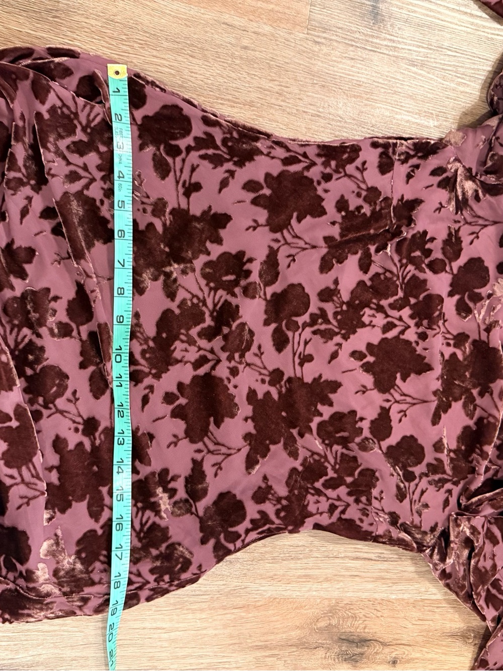 Velvet Burn Out Midi Dress Burgundy Floral Sheer Whimsigoth Dark Feminine Size M - Picture 9 of 14